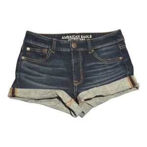 American Eagle Outfitters Women's Rolled Cuff Hi-Rise Shortie Jean Shorts